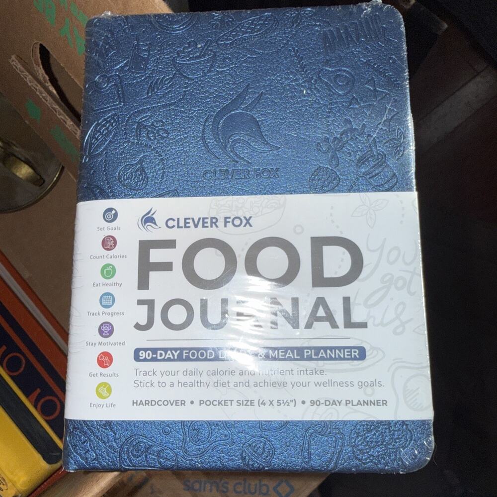 Silver/Black Clever Fox Food Journal Daily Food Meal Planner Track Calories